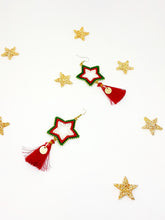 Star Earrings in Red, Gold and Green