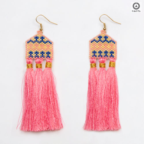 Gaudi Pink and Blue Stylized Earrings