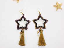 Star Earrings in Black, Bronze and Iris