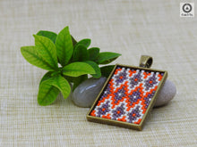 Ikat Short Pendant - Orange, Brown, Burnt Cream