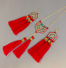 Masai Red, Blue and White Set of Earrings and Necklace
