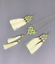Turkish Cream and Leaf Green Set of Earrings and Necklace
