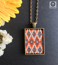 Ikat Short Pendant - Orange, Brown, Burnt Cream