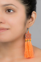 Orange and Grey Stylized Earrings